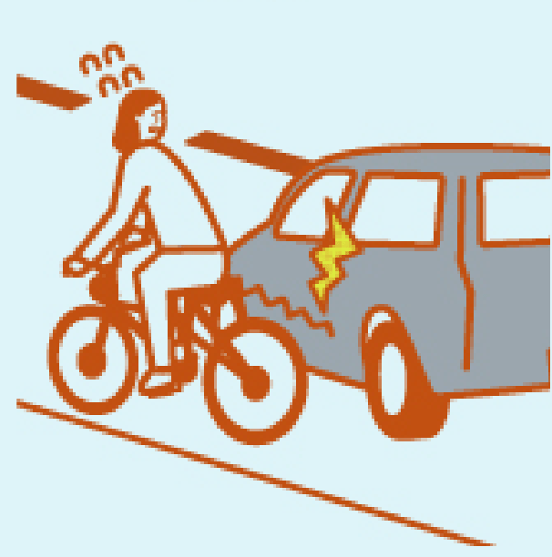 停車中の車に自転車でキズをつけた